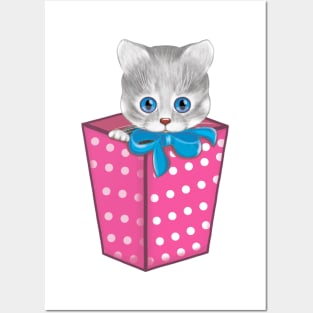 kitten as a gift Posters and Art